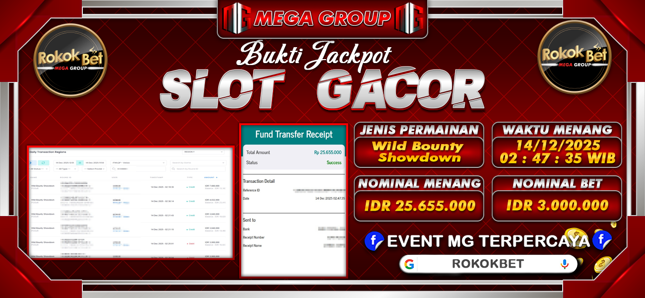 Bukti JP situs Rokokbet hari Minggu, 14 Desember 2025